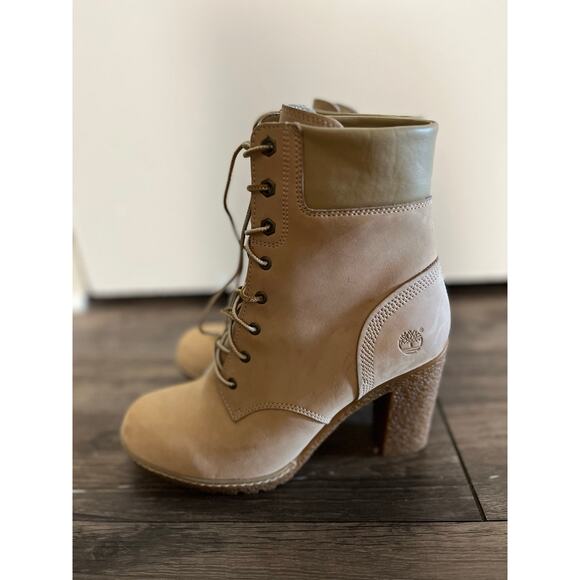Timberland Earthkeepers 3” Heel Lace-Up Ankle Boots Brown Tan Nubuck Womens 7.5 - Picture 2 of 8